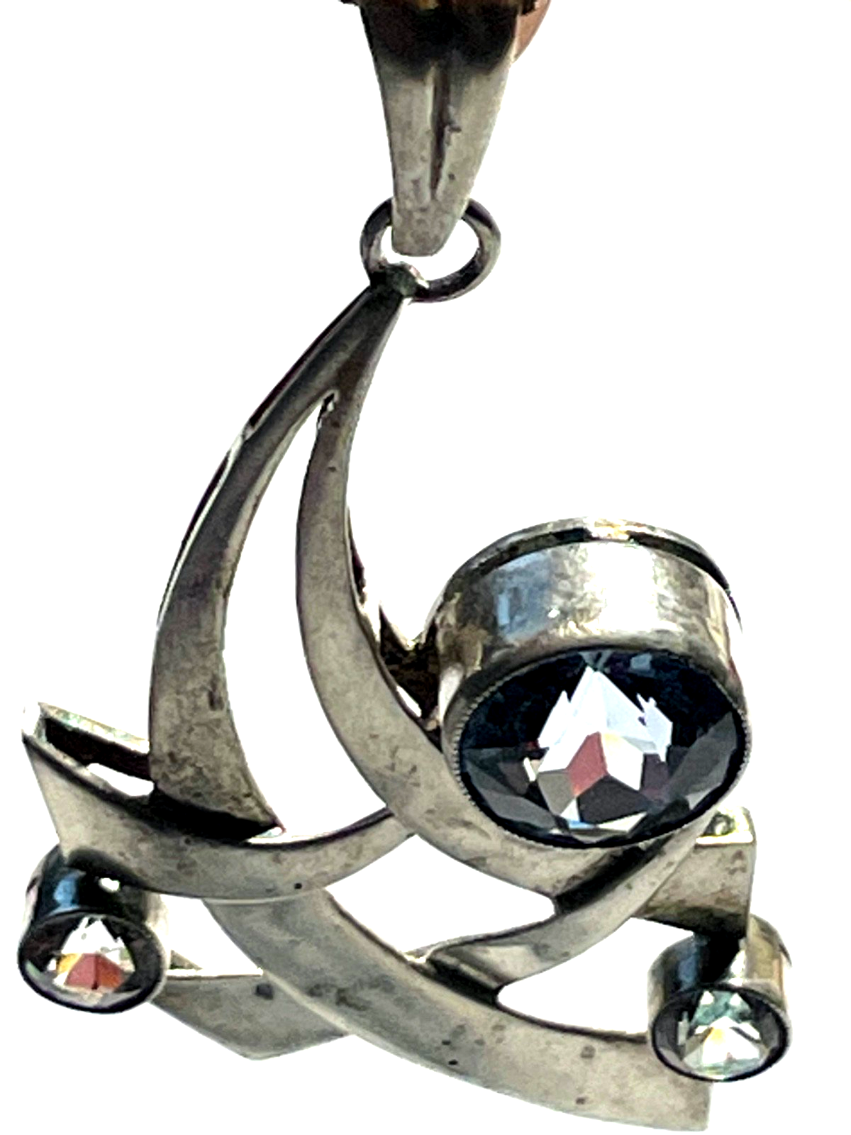 Vintage 50 cm FBM Sterling Venezianerkette Blautopas Topas Anhänger Handarbeit6