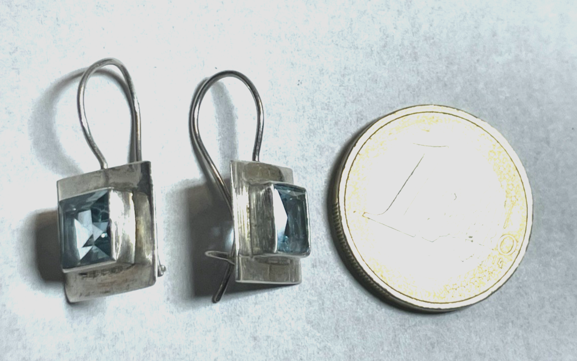 Moderne 925 Silber Ohrringe Ohrhänger mit echtem Blautopas L 25 B 12 mm gepflegt4