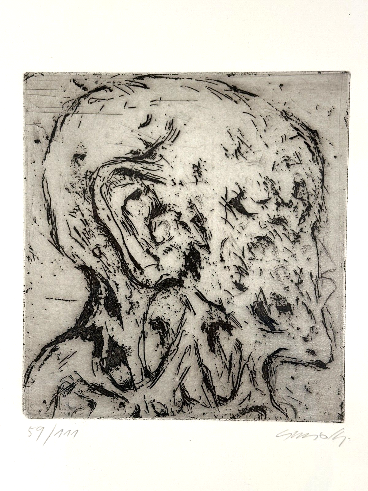 Emil Cimiotti - Radierung - 'Kopf' - gerahmt hinter Glas - signiert nummeriert1