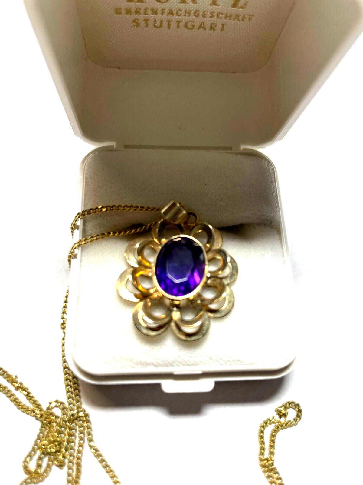 333 Gold 8 K Gelbgold Anhänger TEKA Amethyst  Gelbgold Panzerkette Juwelier1