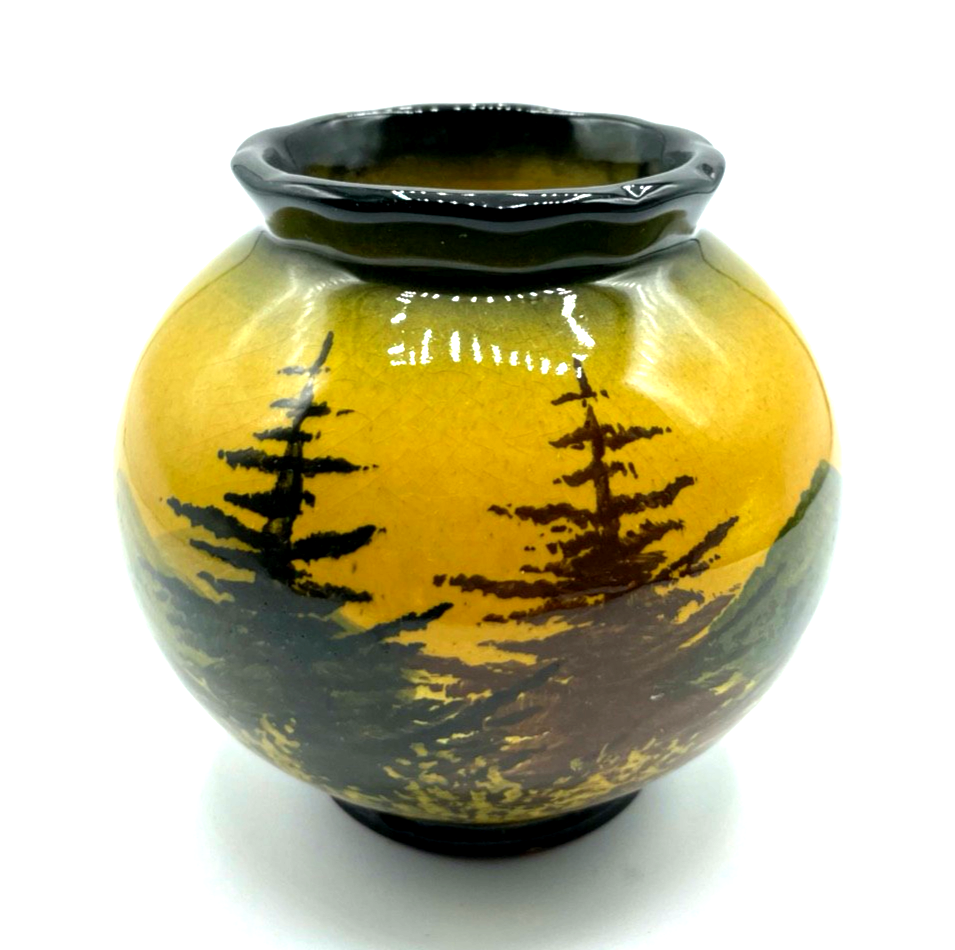 Antik Schamberg Majolika 63 SMF Vase Modell 4158 Handgemalt H 10 cm B 10 cm1