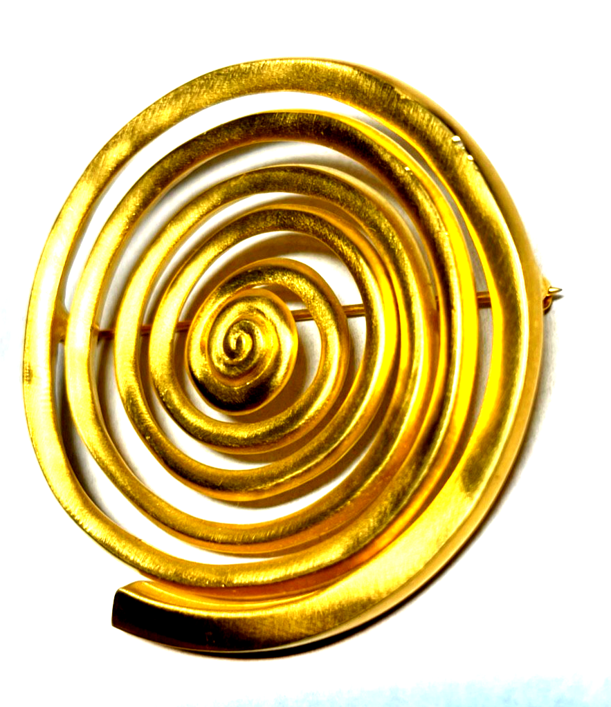Große Replik imposante Spiralbrosche keltisch Unendlichkeit Brosche matt Gold5