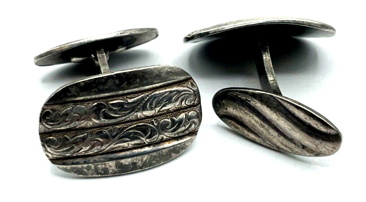 Antik Manschettenknöpfe attraktive Gravur klassisch elegant sehr gepflegt unisex5