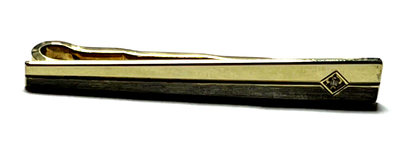 835 Silber teilvergoldet Krawattenklammer Krawattenhalter kl. Diamant Juwelier1
