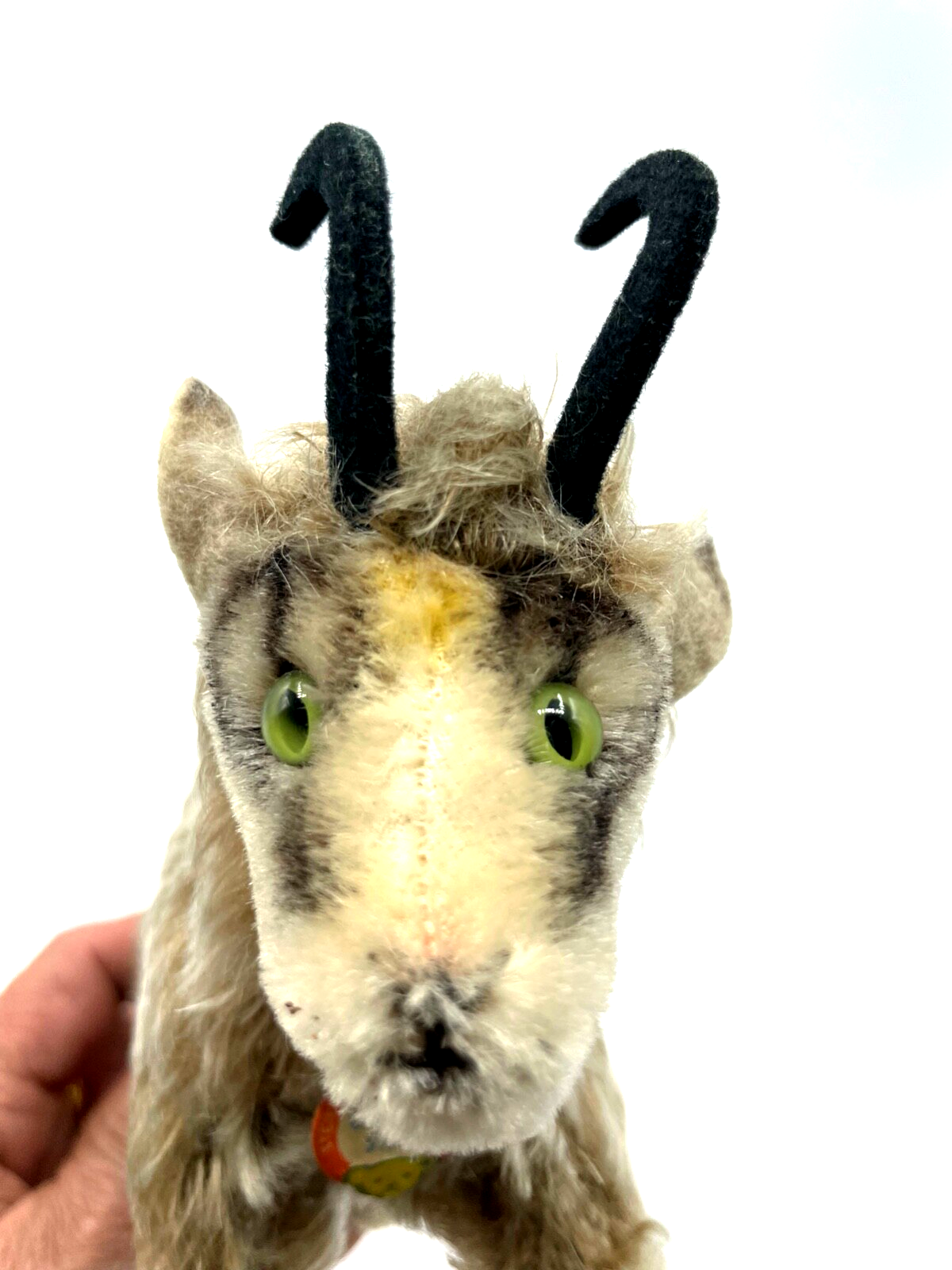 Vintage Steiff Mohair Ziege Gemse ? H 17 cm L 17 cm gepflegt mit Schildchen1