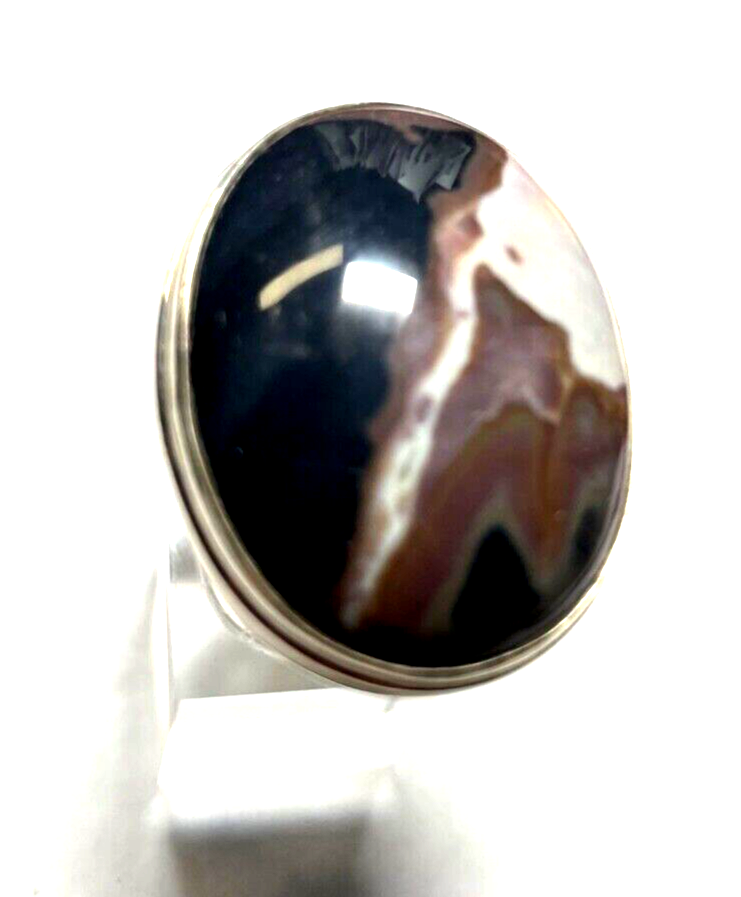 Solider 925 Silber Ring Silberring schöner Achat Ø 18,4 mm RG 58 gepflegt unisex3