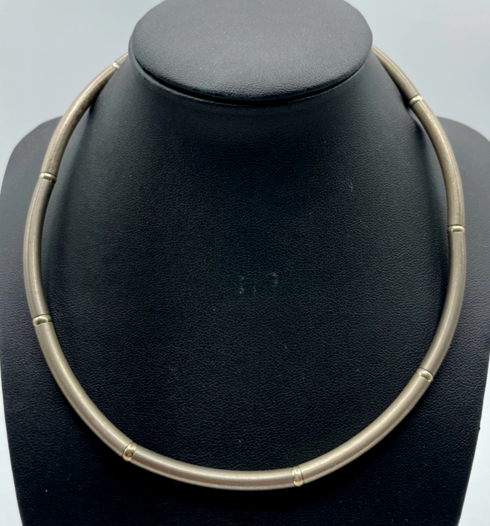 925 Sterling Silber Designer Halskette wie Omega Reif bicolor L 43 cm B 4 mm0