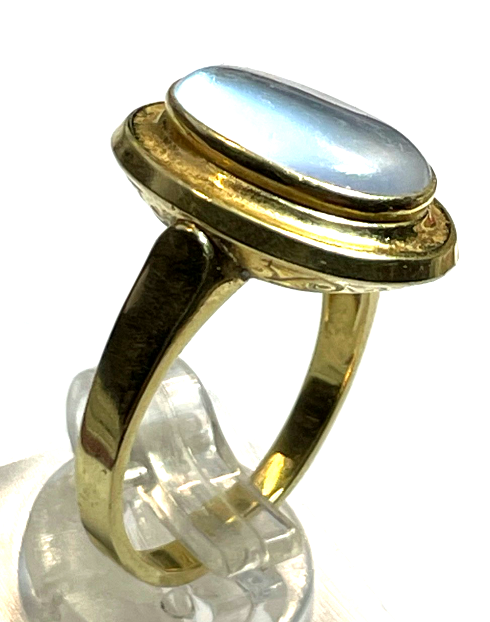 Antik aparter 585 Gold 14 K Ring mit Top Mondstein elegant RG 58 Ø 18,5 mm0