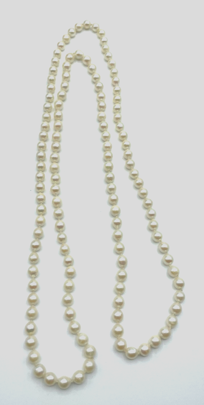 Akoya Perlenkette Endloskette rein Weiß L 95 cm Ø 6  mm sehr gepflegt4