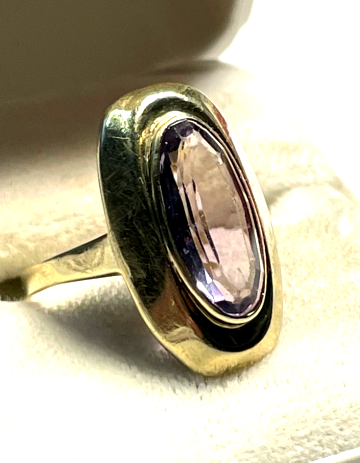 Vintage 333 Gold 8 K heller Amethyst Ring Ø 17,8 mm RG 56 Juwelier Qualität1