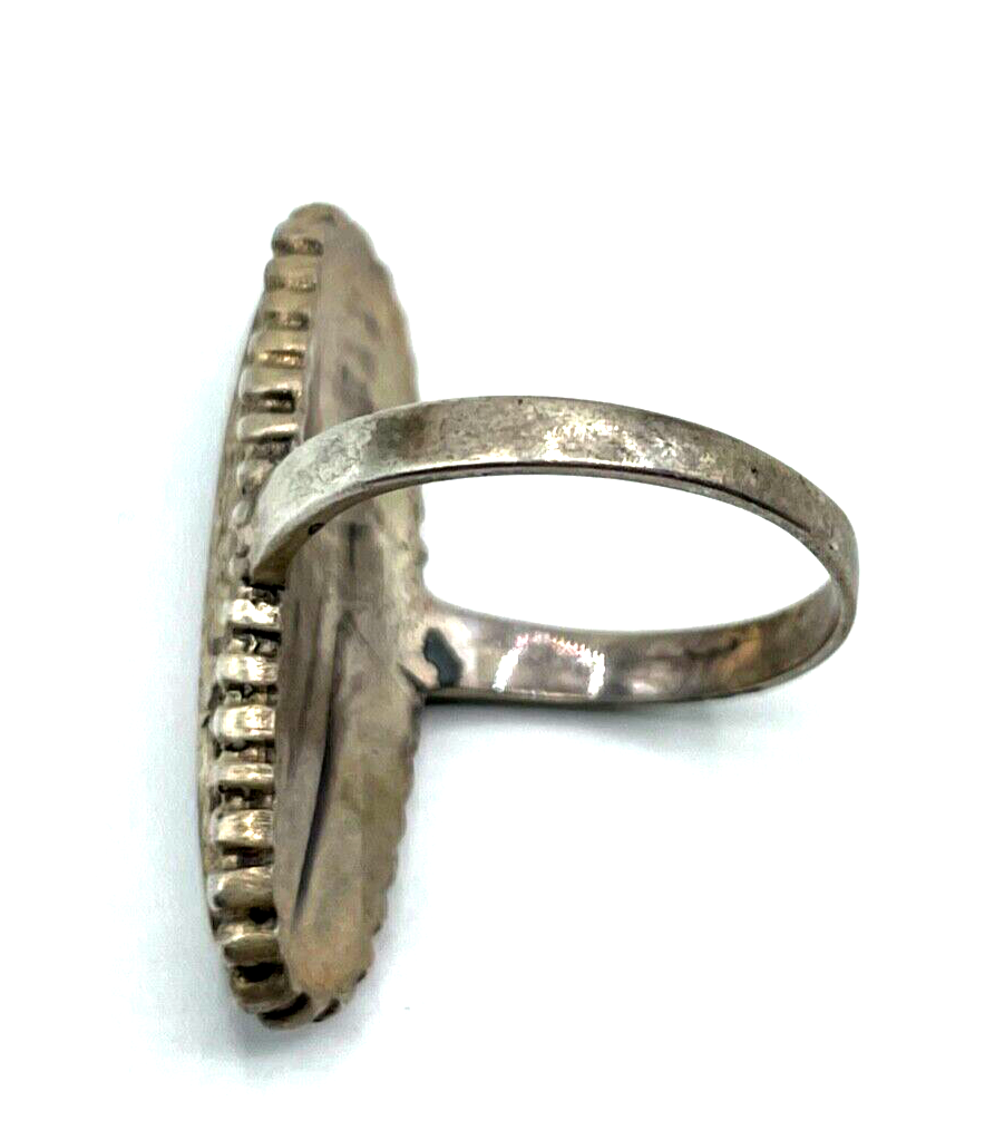 925 Sterling Silber Ring Zuni Indianerschmuck Edelstein Inlay Handarbeit Ø 17mm5