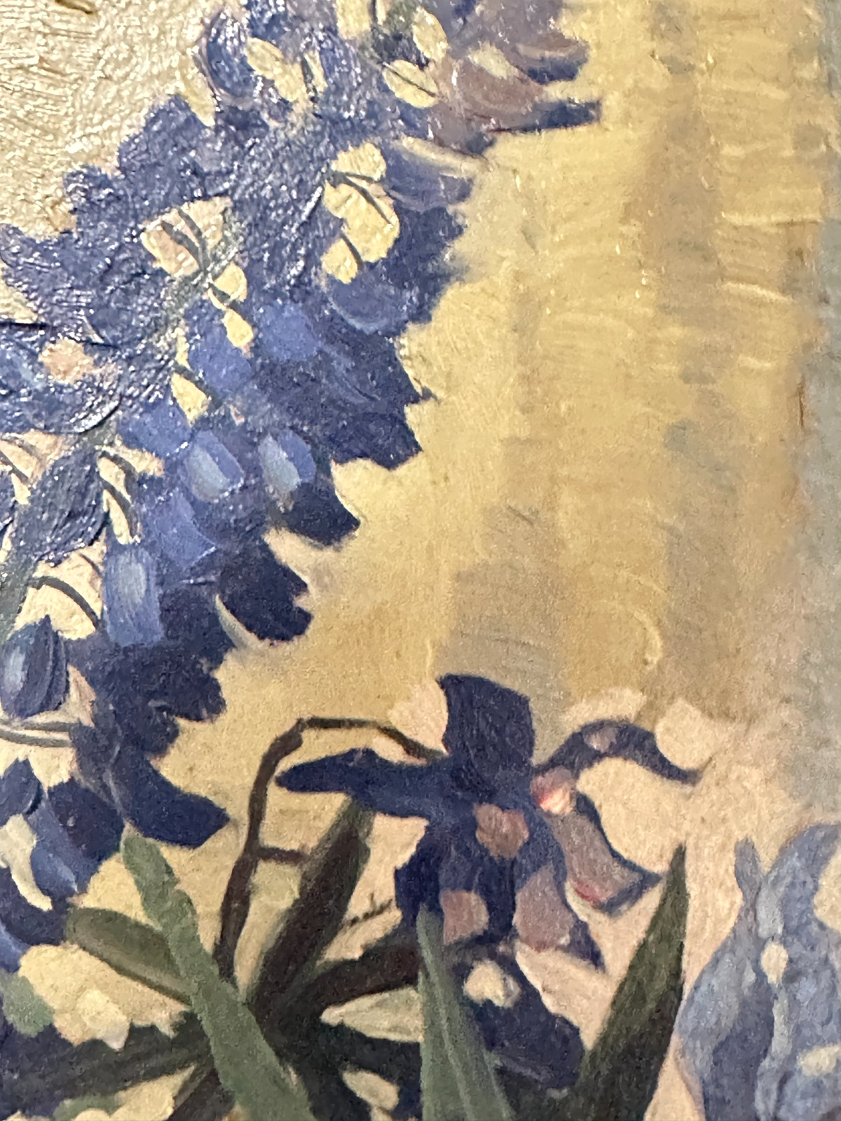 H. L. Umgelter – Florales Stillleben mit Lupinen, Lein & Lilien – Öl auf Platte6