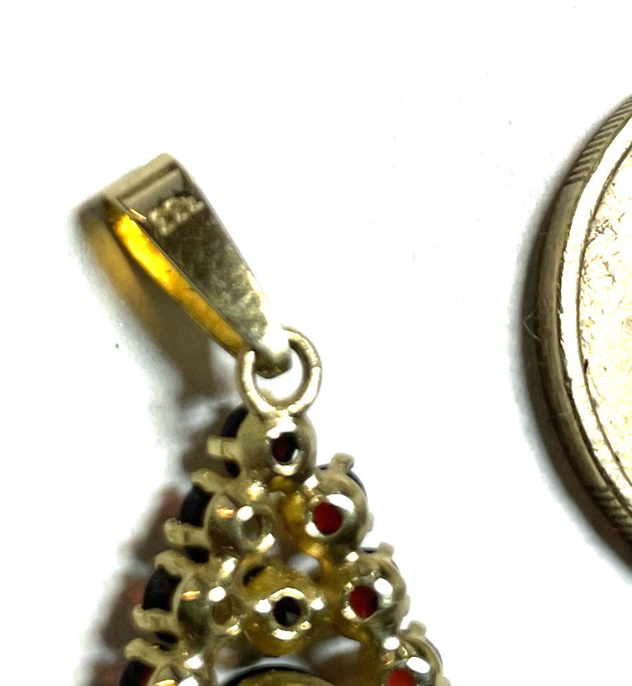 Großer 333 Gold Granat Anhänger 8 K Gelbgold solide Juwelier Qualität L 34 mm6