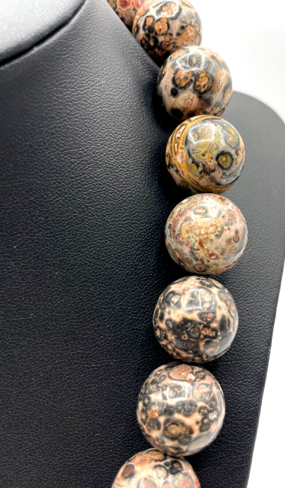 Natürliche Jaspis Leopardenjaspis Kette Kugel Collier L 47,5 cm Ø 18 mm Magnet3