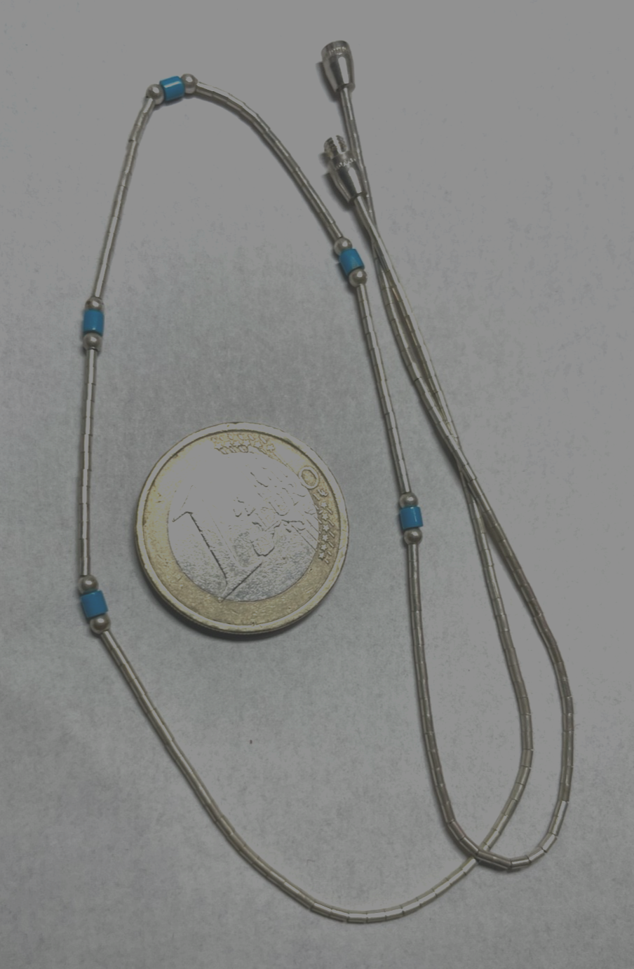 Vintage Zuni indianerschmuck Kette Collier 925 Sterling + Türkis unisex L 41 cm5