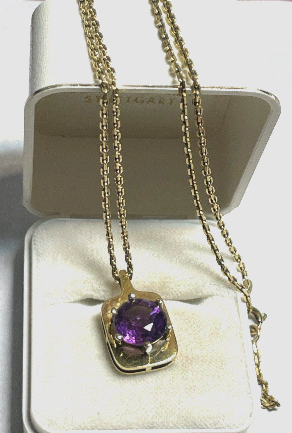 333 Gold 8 K FBM solide 46 cm Ankerkette mit Amethyst Ø 10 mm Anhänger klassisch0