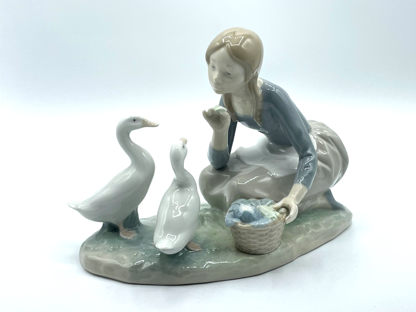 Vintage Lladro Porzellan Figur 4849 food for ducks Enten füttern top condition0