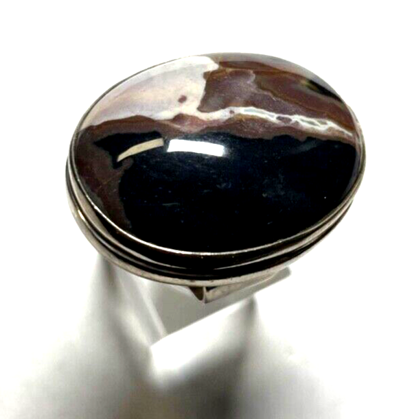 Solider 925 Silber Ring Silberring schöner Achat Ø 18,4 mm RG 58 gepflegt unisex7