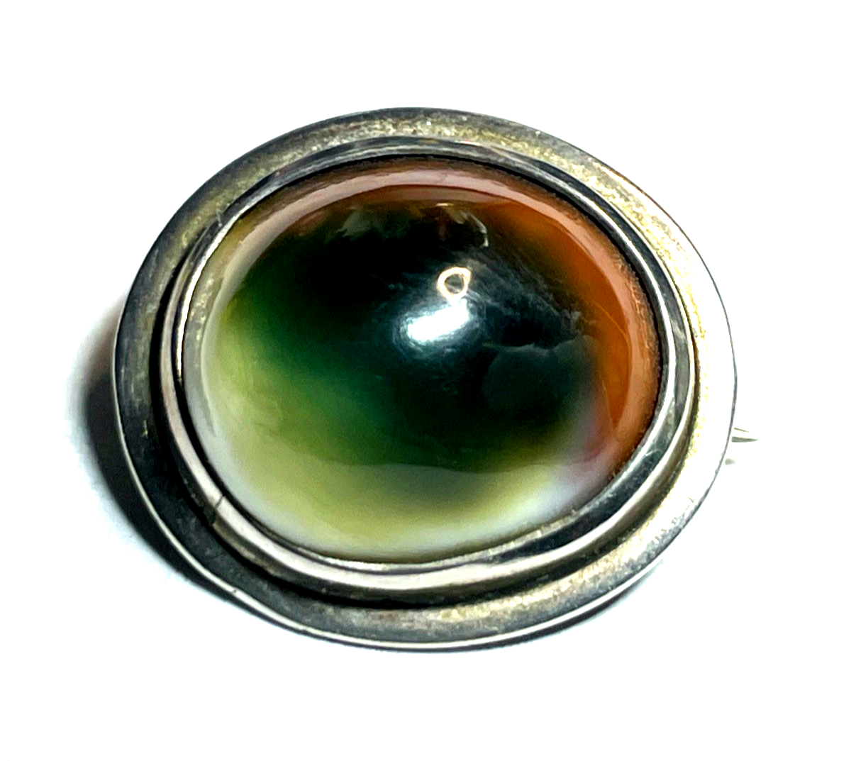 Vintage Rarität Operculum Augenachat Brosche Anstecknadel in Silber Nr. 2 gepfl.2