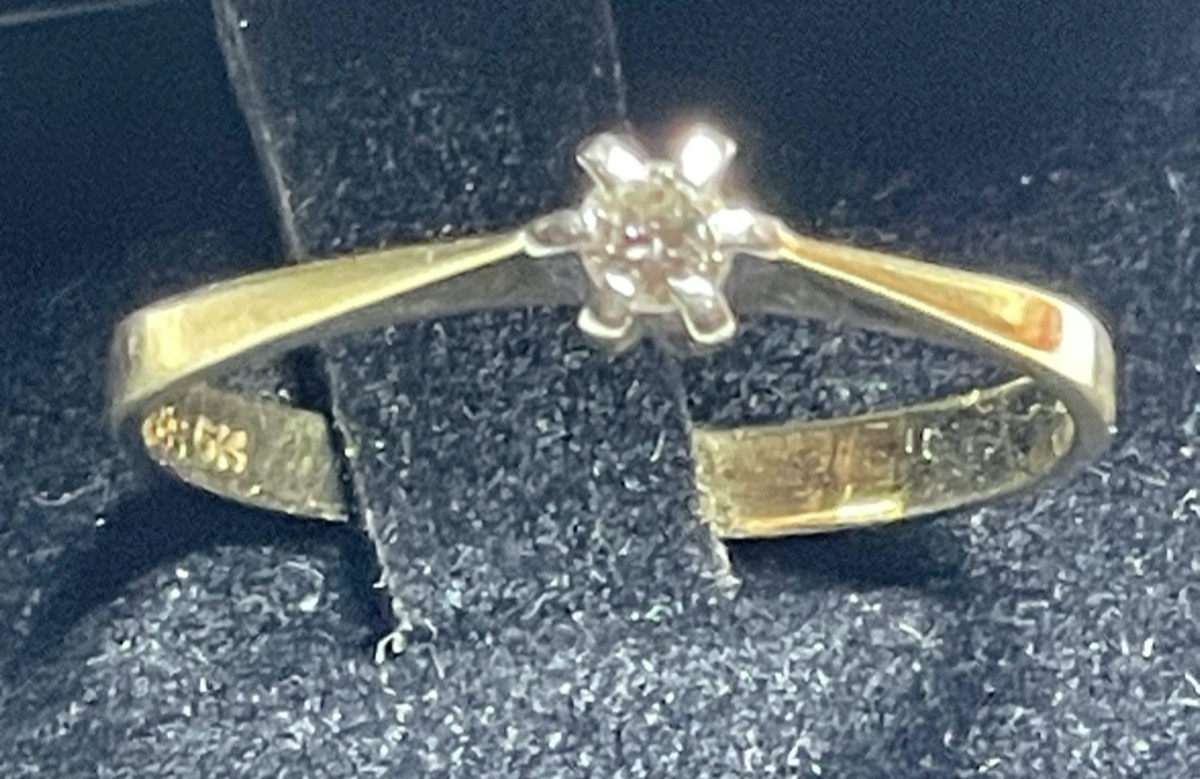 585 Gold 14 K Ring Solitär Brillant 0,1 ct. Juwelier Qualität RG 55 Verlobung5