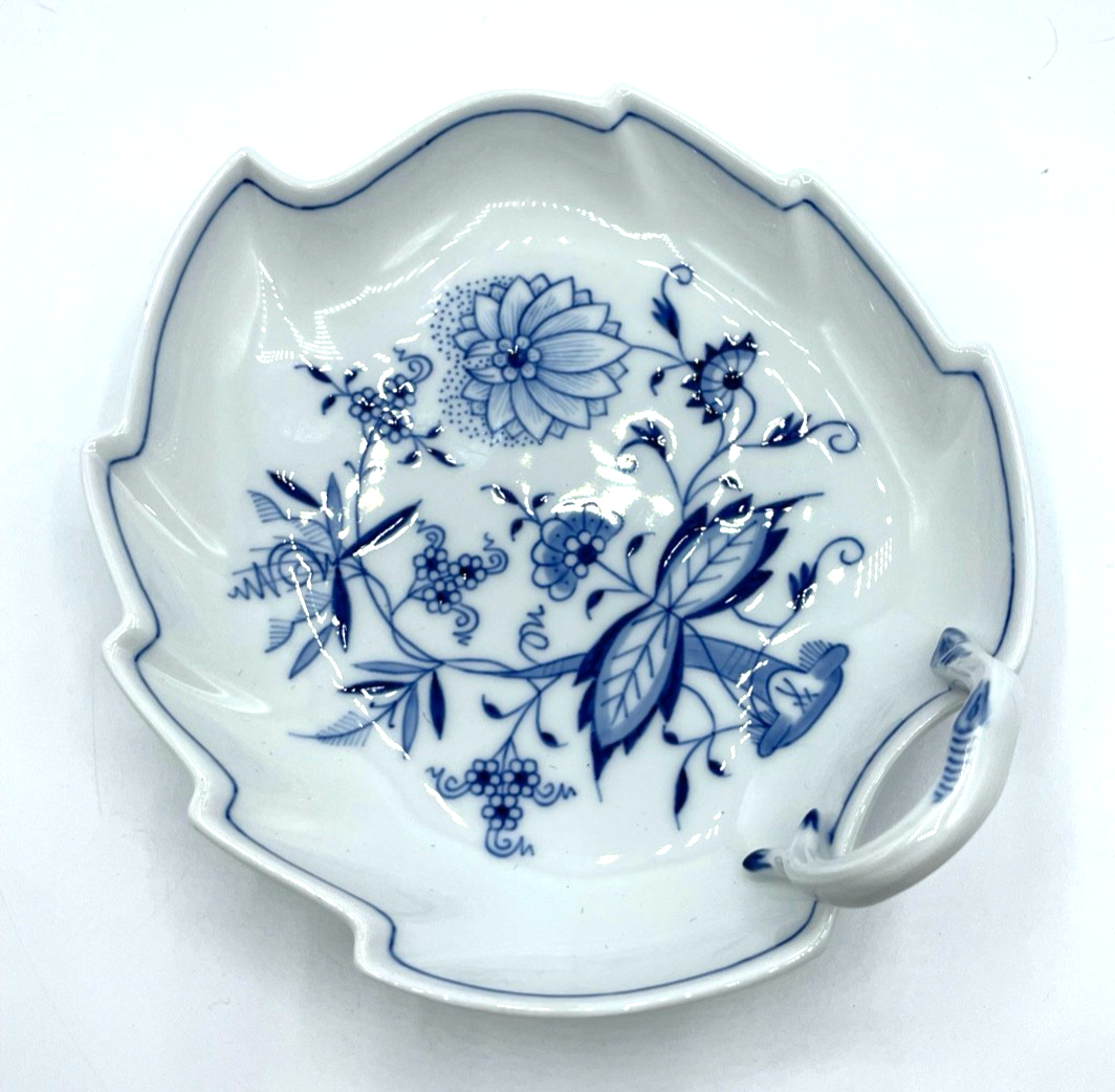 Vintage Meissen Porzellan Konfektschale Blatt im Zwiebelmuster 1A Zustand4