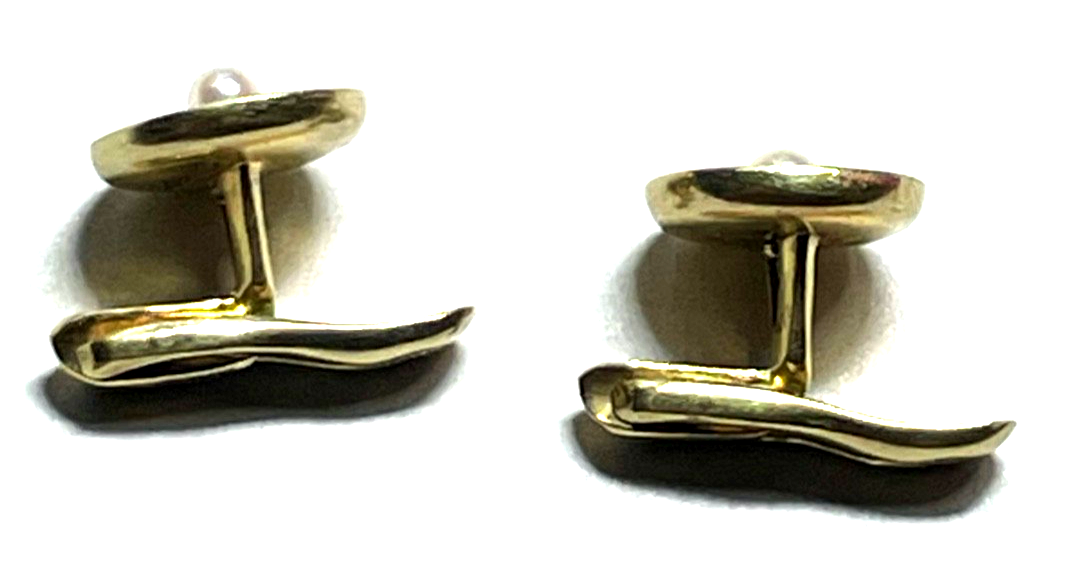 Antik 585 Gold 14K Frackknöpfe Hemdknöpfe Emaille Naturperle 1920 Juwelier gepfl5