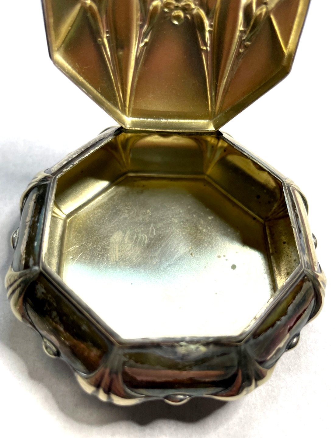 Antik Jugendstil Dose wunderschöne gr. Pillendose Alpacca versilbert Ø 65 mm2