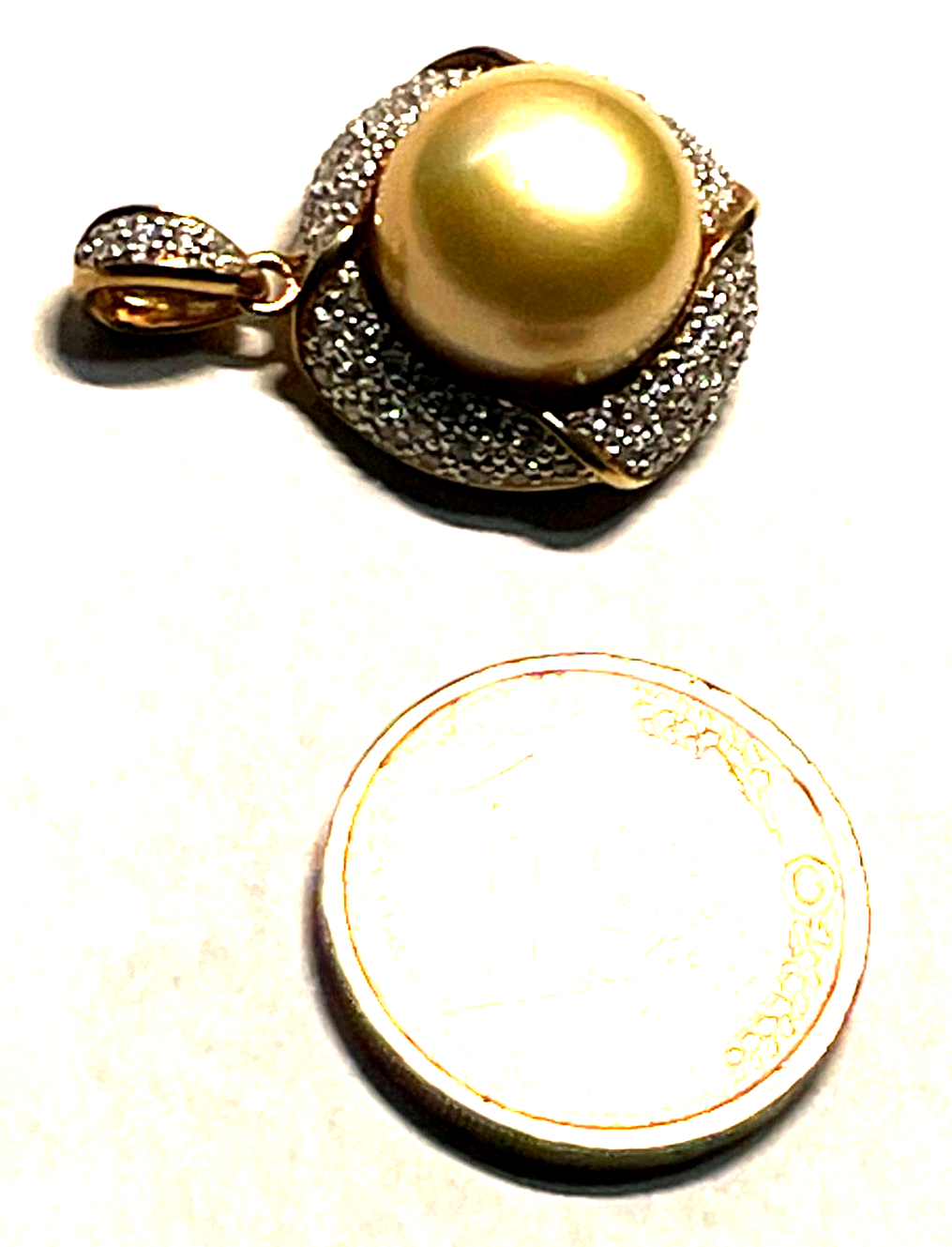 Elegant stattlicher 750 Gold 18 K Tahiti Perle Anhänger Ø 14 mm + Pavé Diamanten11