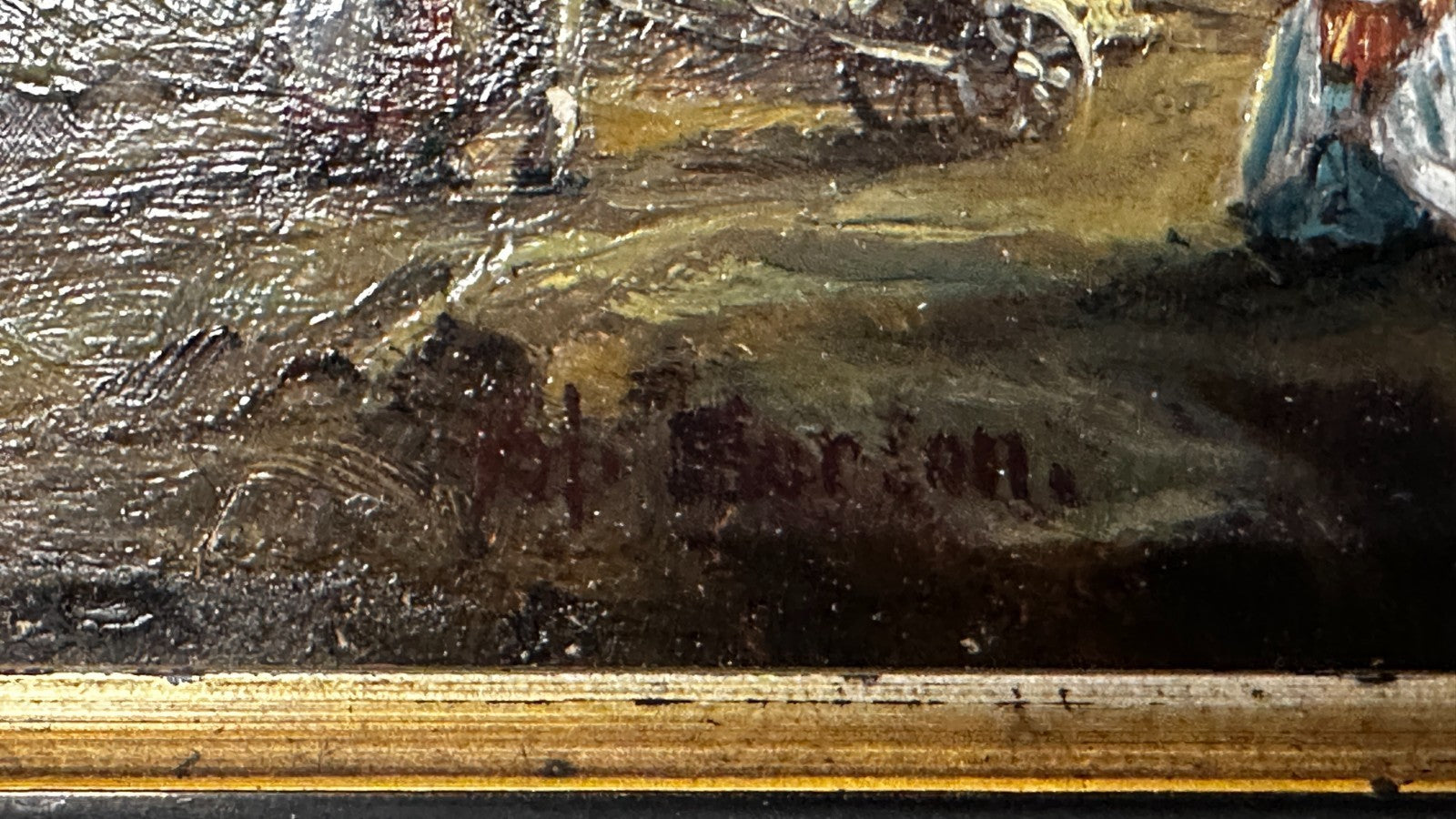 Kleines Kabinettbild – Holland mit Windmühle“ - Öl auf Holz - signiert - gerahmt1