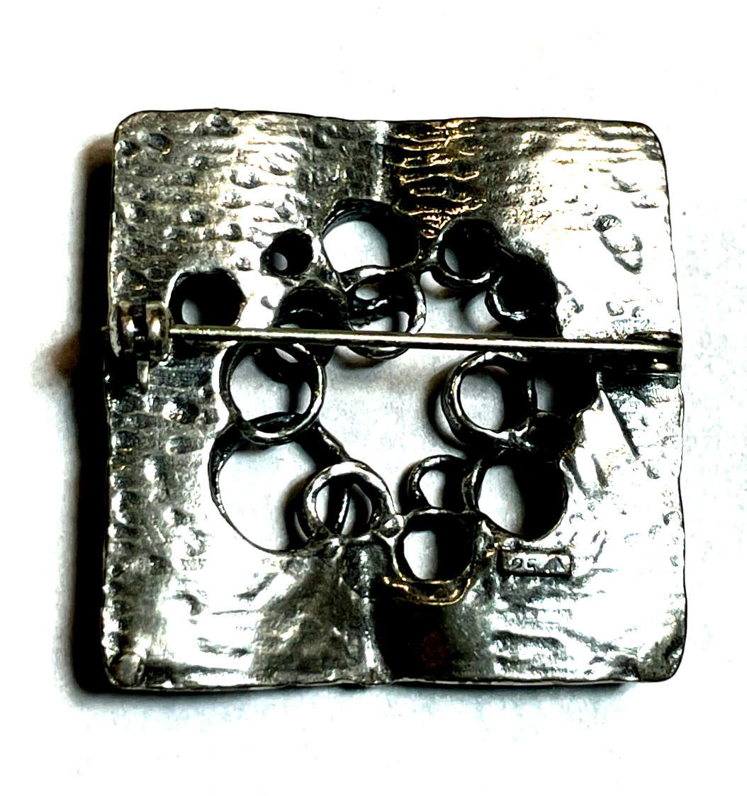 Vintage TK Theodor Klotz Designer Brosche Modernist 925 Silber Handarbeit 70erJ6