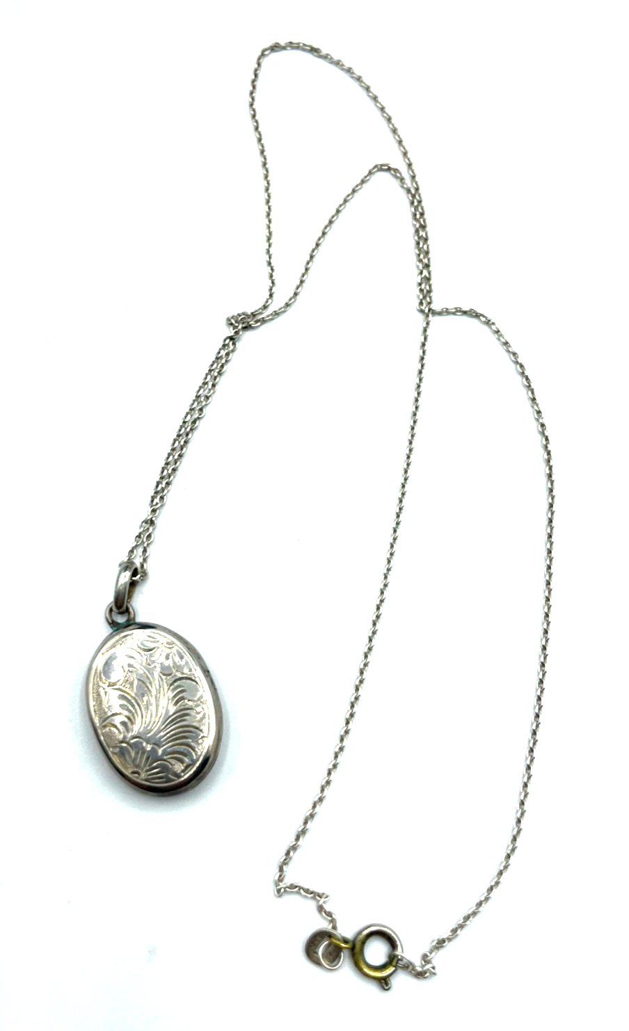 Vintage 925 Silber Medaillon + 56cm Sterling Gliederkette top gepflegt ziseliert3