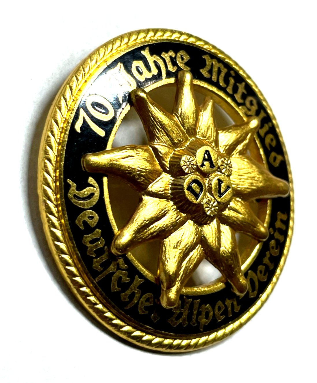 Vintage DAV Deutscher Alpen-Verein vergoldet 70 Jahre Mitglied Ø 45 mm rar!2