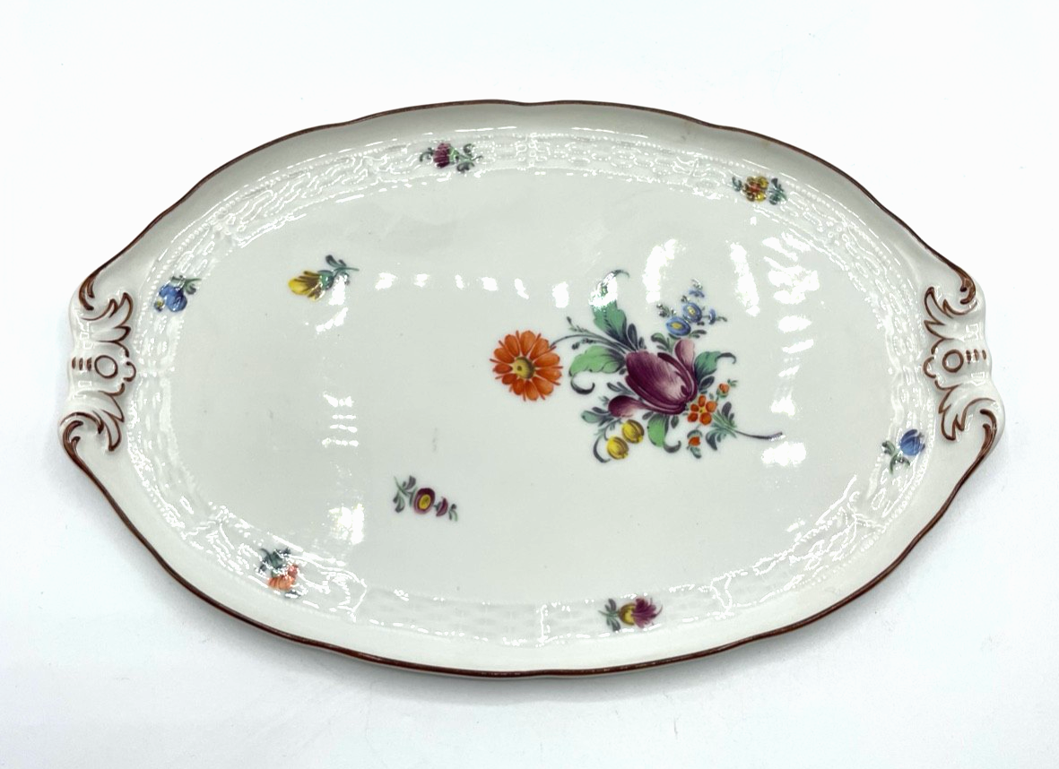 Antik Nymphenburg Porzellan Tablett handbemalt Konfekt Teller Petit Four Konfekt0