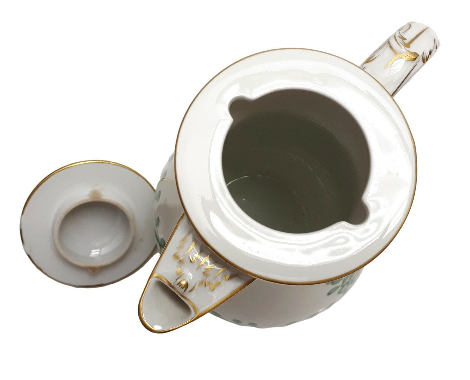Meissen Porzellan - Kaffeekanne Kanne - indisch Grün - Goldstaffur7