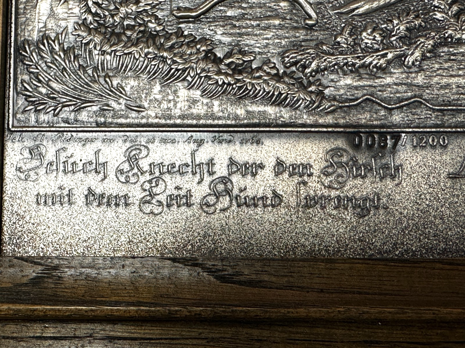 Silberrelief - Jagdszene J. E. Ridinger – Feinsilber 999 – limitiert 87/12002