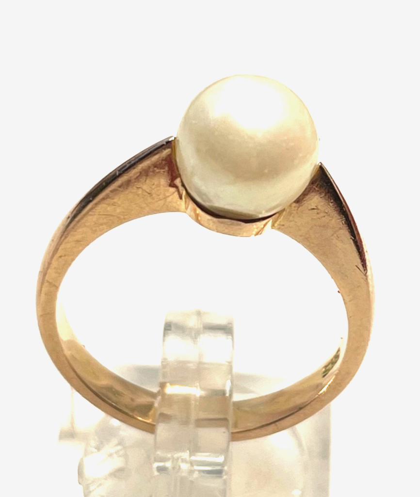 Solider zeitloser 585 Gold 14 K Ring 18 mm RG 57 Akoya Perle Rosegold Juwelier2