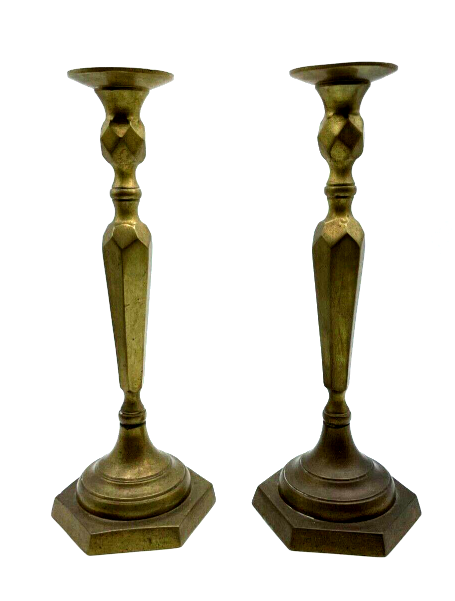 Paar massiv formschön Messing Kerzenleuchter 2 Kerzenständer H ca. 24 cm um 19000