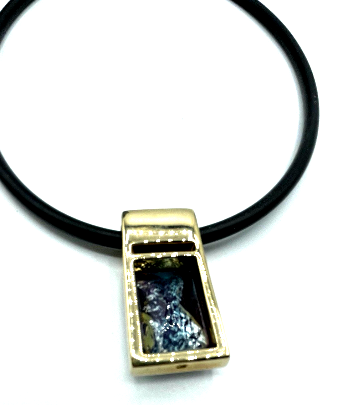 PL Pierre Lang Collier Statement Kautschuk Kette mit gr. Anhänger Kristall gepfl4