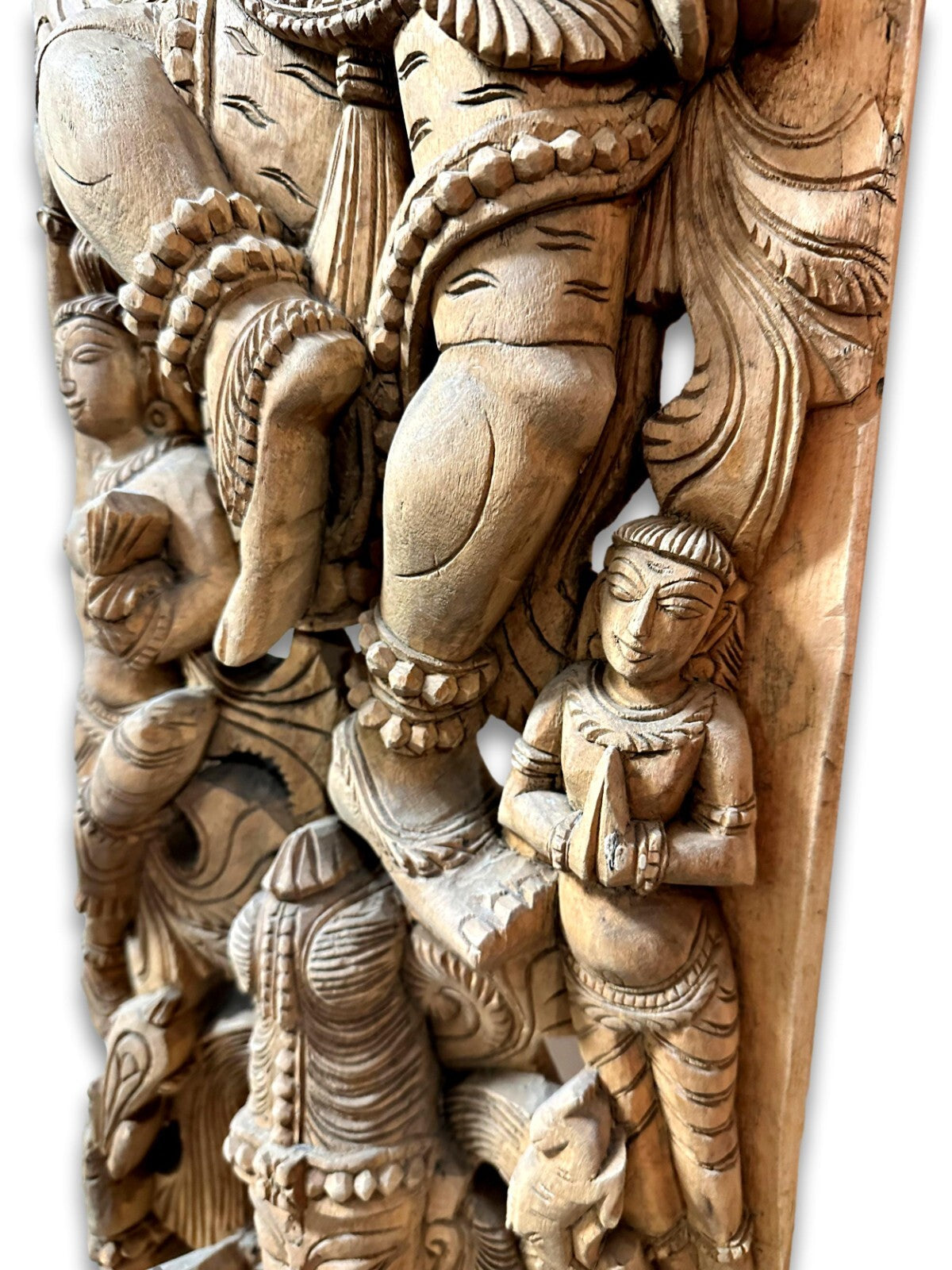 Großes geschnitztes Wandrelief - Indien - Gott Shiva Krishna - 20. Jhd. Holz6