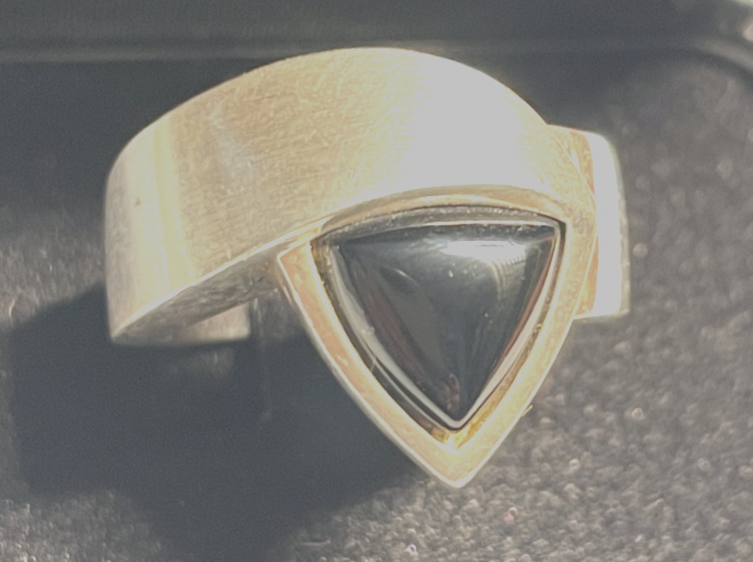 Solider 925 Silber Ring Onyx Handarbeit Silberschmiede RG 51 Ø 16,2 mm gebürstet2