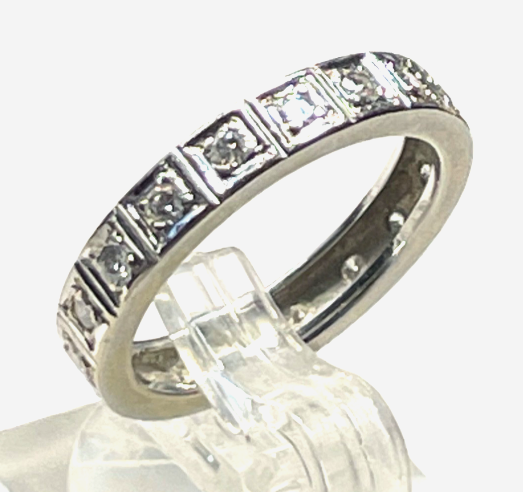 Solider Weißgold 585 Gold 14 K Ring Memoire Brillanten 1,0ct. Ø 16,5 mm RG 524