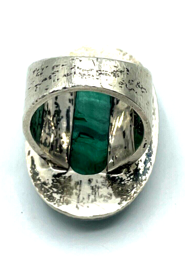 Solider 925 Silber Ring Malachit massiv 27 Gramm unisex Ø 18mm RG 57 Handarbeit4