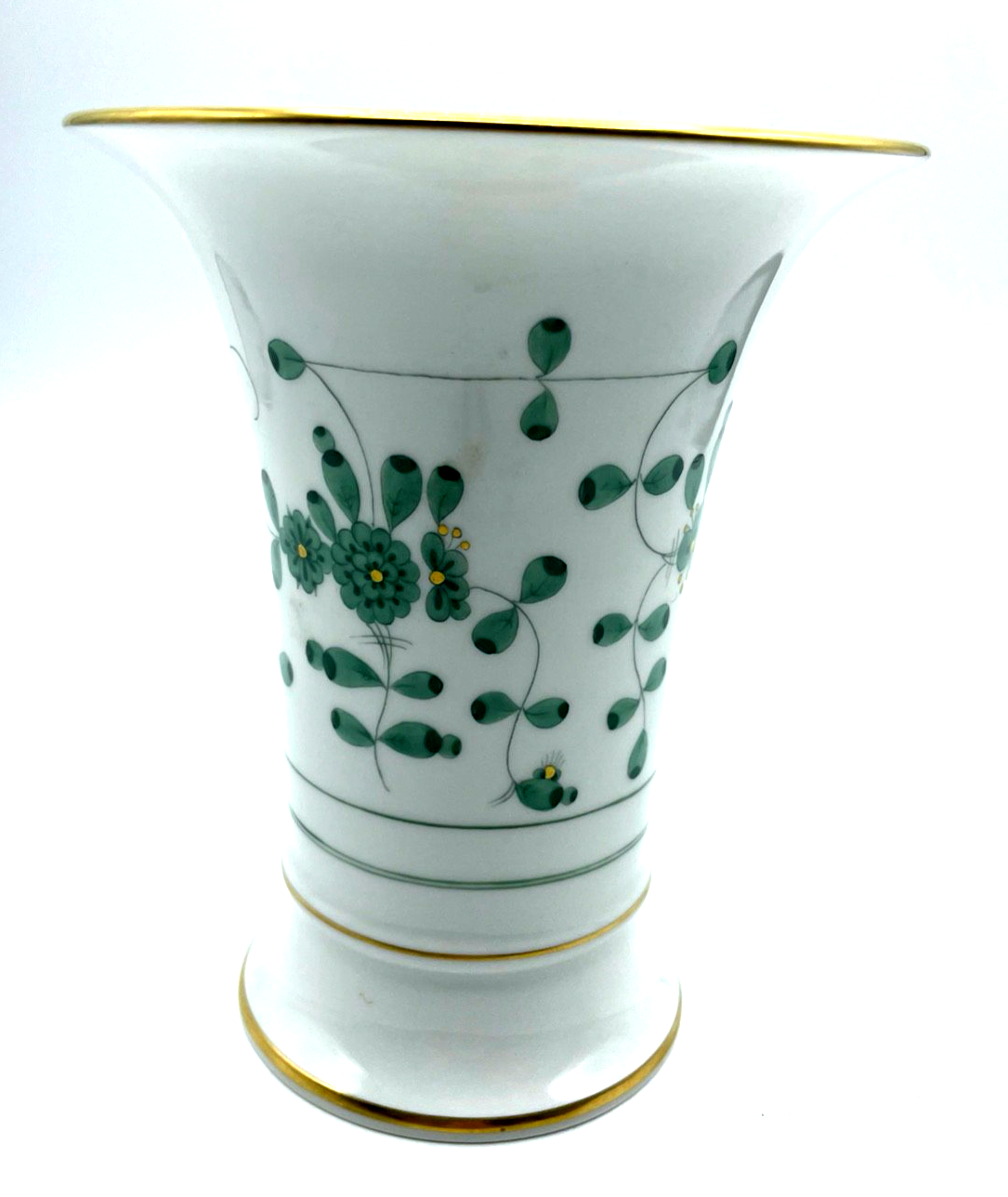 Antik Meissen Porzellan Trichtervase Vase indisch grün H 14 cm  1A Zustand0
