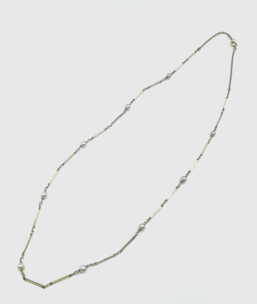 Elegant 333 Gold 8 K Halskette Stäbchen echte Perlen Juwelier L 54 cm B 5 mm4