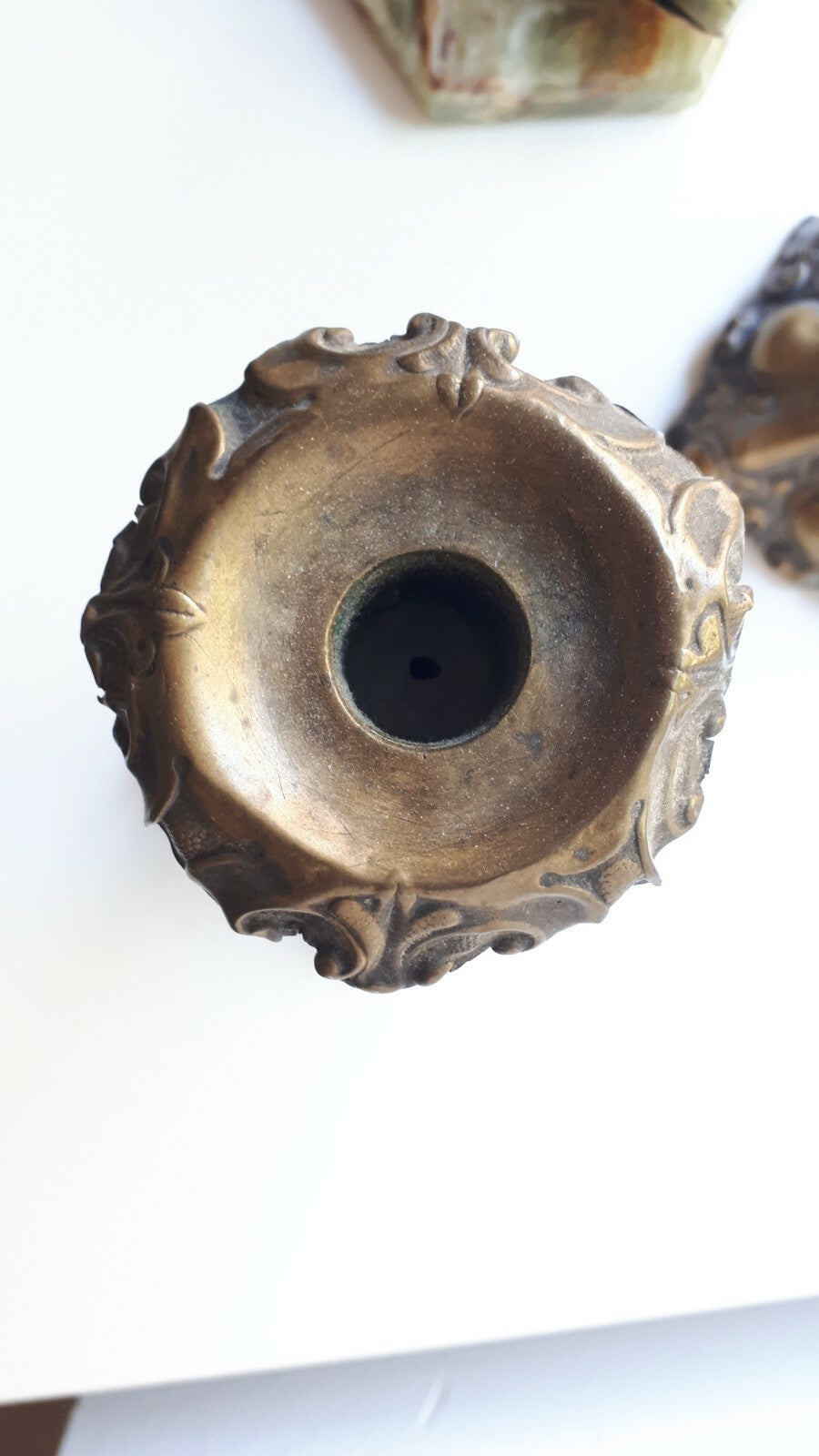 antikes Barockleuchter Paar - Kerzenhalter Kerzenständer - Messing Bronze Blech 4