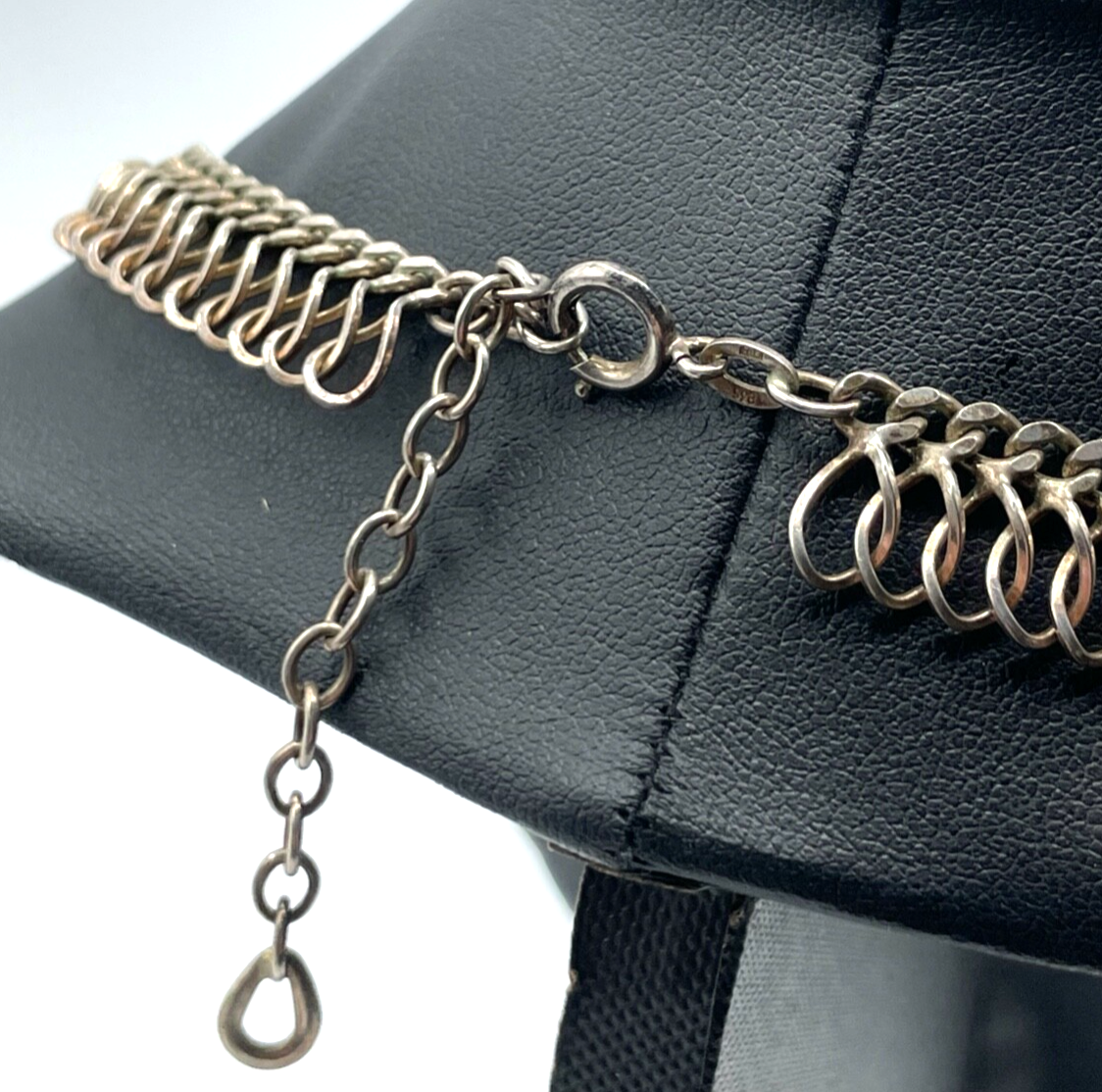 Vintage Design Silber Kette 835 FBM Collier 70er J Längenverstellbar bis 47,5cm3