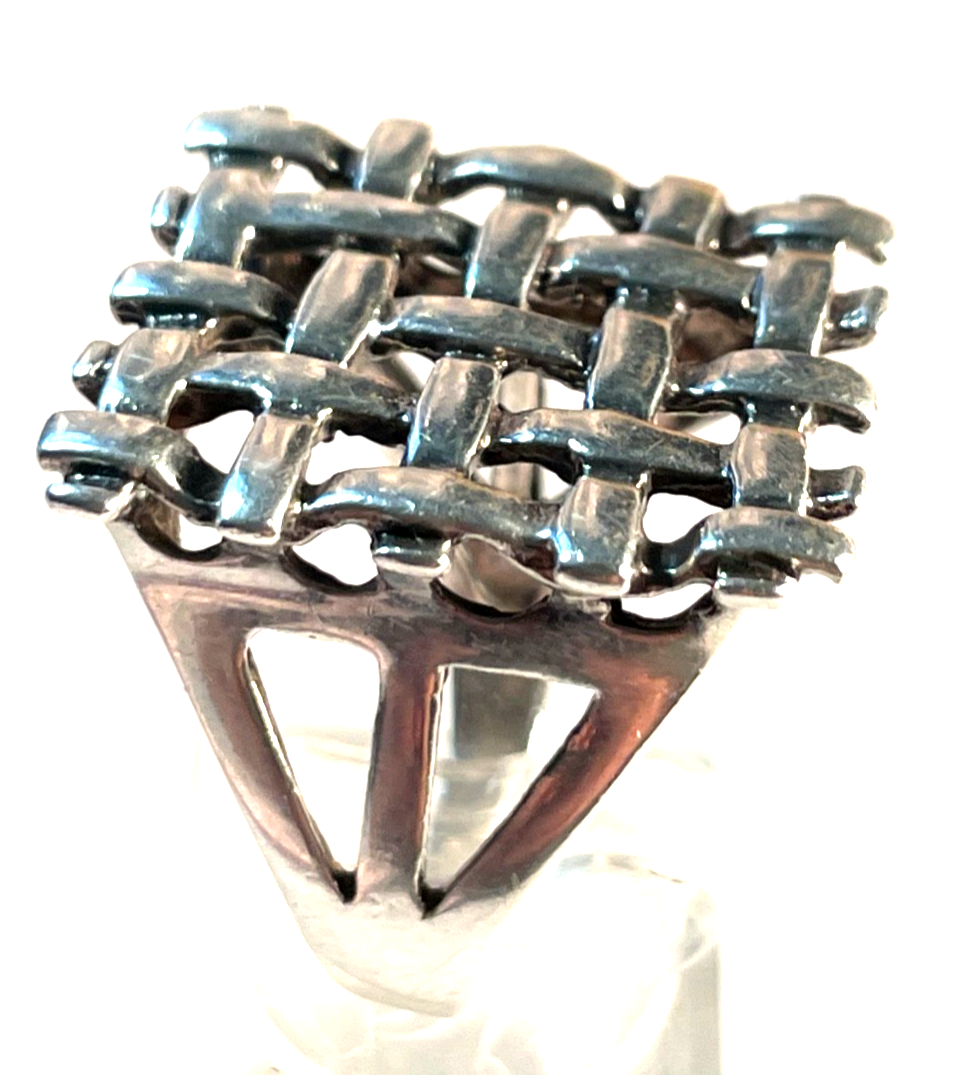 Aparter gr. Design 925 Silber Ring Flechtmuster Ø 18,8 RG 59 gepflegt Juwelier2