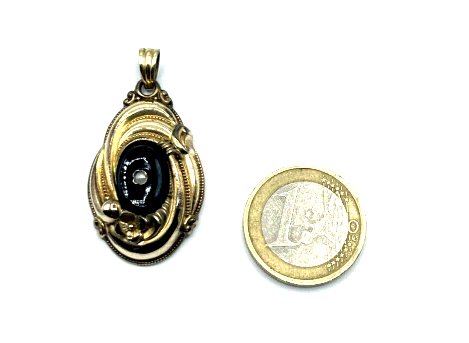 Vintage amerikaner Gold Double Anhänger im Biedermeier Stil L 43 mm B 22 mm5