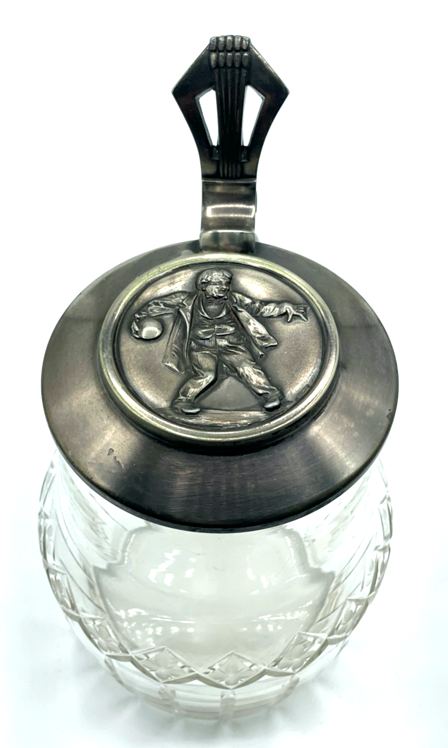 Gepflegter Jugendstil WMF Glaskrug Deckel Britannia versilbert Bierkrug 0,4Ltr.9