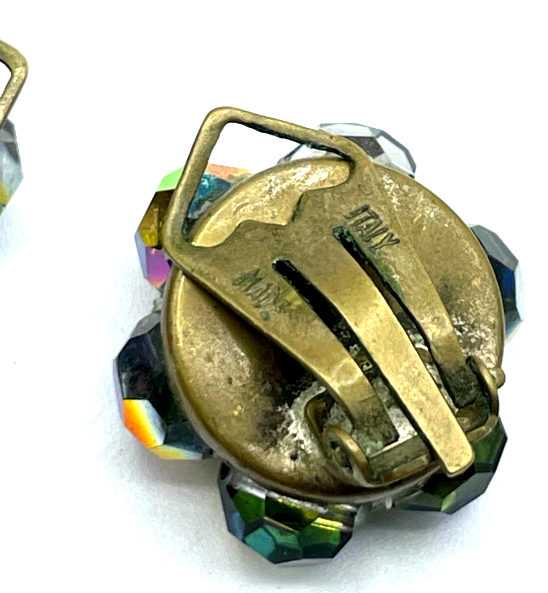 Antik Aurora Borealis Kristall Set Halskette + Clips Ohrclips original 50erJ7